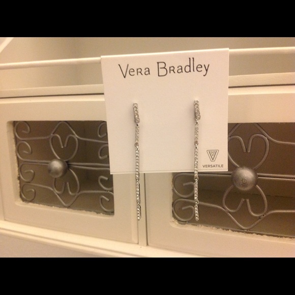 Vera Bradley Silver Whisper Link Linear Perced Earrings - Picture 2 of 6